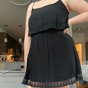 strappy black lace detail sundress
